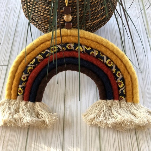 Other - Boho “Sunflower” Macramé Rope Rainbow Wall Hanging